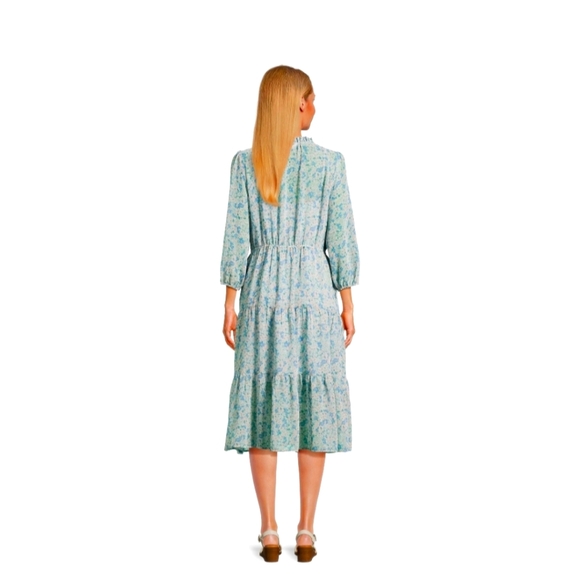 Time and Tru Women's Tiered midi dress size Large color H2O floral. 2 for $30 - Picture 3 of 5